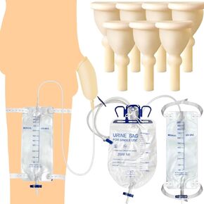 مجموعة 7 قطع من الواقي الذكري اللاتكس، ذاتية الغلق، ذاتية اللصق، سهلة الارتداء، حقيبة ساق 500 مل *1، كيس بول 2000 مل *1، تصريف سهل، بدون ارتداد، بدون تسرب (7 قطع/30 مم/1.18 بوصة) in Kuwait