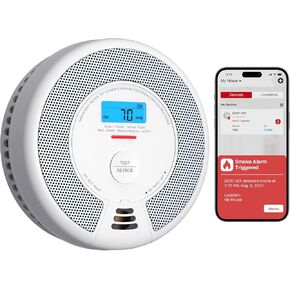 X-Sense Smart Smoke Detector Carbon Monoxide Detector Combo with Replaceable Battery, Wi-Fi Smoke and Carbon Monoxide Detector with Real-Time App Notifications, SC07-WX, 1-Pack