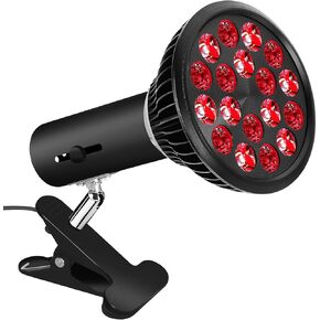 Red Light Therapy Bulb with Adjustable Socket Clamp, 18 LEDs Red Light Therapy with Lamp Holder for Body and Face with 660nm Red and 850nm Infrared Light Therapy Device for Skin Care Pain Relief
