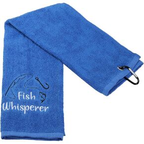 PXTIDY Fish Whisperer Funny Fishing Towel Fisherman Gift Fishing Retirement Gift Fishing Lure Hook Print Embroidered Towel (Sport)
