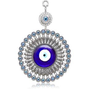 Okuna Outpost Turkish Evil Eye Hanging Glass Amulet for Wall Decor (Blue, 5.8 in)