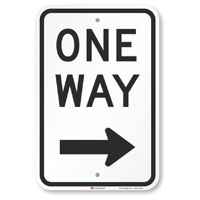 One Way Sign, One Way Sign with Right Arrow 18x12 3M Engineer Grade Reflective Rust Free .63 Aluminum, Easy to Mount Weather Resistant Made in USA by SmartSign