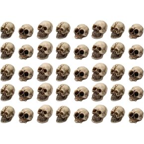 40Pcs Halloween Mini Skull Figurine Halloween Miniature Skeleton Head Statue Mini Skeleton Skull Heads Halloween Skeleton Figurines for Halloween Decoration