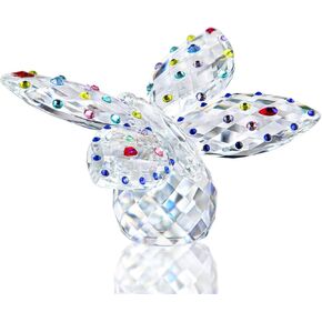 فراشة من حجر الراين مقاس 10.16 سم من QFkris مع قاعدة كرة كريستالية تمثال زجاجي مقطوع على شكل حيوانات قطعة مركزية لديكور المنزل in Kuwait