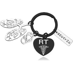 RT Respiratory Therapist Keychain Gifts Respiratory Therapy Gifts Lung Breathe Lung Specialist Stethoscope Anatomical Keyring Father Day Nurse Day Respiratory Care Jewelry Gift for Doctor Nurse