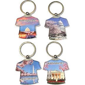 SUREG Washington DC Souvenir Keychains Set of 4 Collectible Design, Medium, Chrome