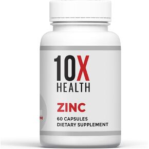 10X Health Zinc Picolinate - Contains Zinc 30mg for DNA & Protein Synthesis, Overall Wellness & Immune Support Supplement - Zinc Supplements - 60 Capsules