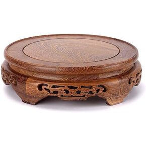 Rosewood Gray Stand Oriental Style, Jichimu Vase Plant Stand, Fish Bowl Stand, Multiple-purpose Gray Color Display Stand (Outside Dia 7"x2" (17x6cm))