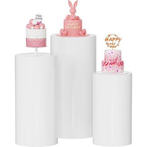 حامل أسطواني معدني من Wokceer للحفلات باللون الأبيض، 3 مجموعات من طاولات أسطوانية حامل بقاعدة للحفلات، عرض أعمدة القاعدة، الحلوى لحفلات الزفاف، وحفلات أعياد الميلاد، وديكور فني in Kuwait