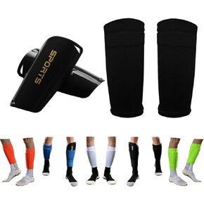 Youth Soccer Shin Guards for Kids Child with Sleeves Soccer Shin Pads and Shin Guard Sleeves Calf Sleeves Protective Gear for Boys Girls Kids Youth Teenagers Adult