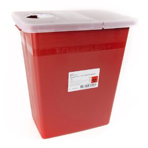 McKesson Prevent Sharps Container, Biohazard, Locking Lid, Red, 8 gal, 13 3/4 in x 13 3/4 in x 14 in, 1 Count