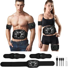EMS Muscle Stimulator，Ab Stimulator, EMS Muscle Stimulator, Black Portable Abs Fitness Stickers for Men's and Women's Fitness, Arm and Leg Ab Massager for Stomach