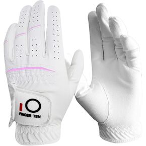 FINGER TEN Golf Gloves Womens Ladies 1 Pack Glove Left Hand for Right Handed Golfer, Wet Hot Cool Rain Grip Weathersof All Weather, Fit Small Medium Large XL