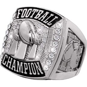Crown Awards Silver Deluxe Fantasy Football Ring, Football Championship Rings, Choose Your Ring Size Prime