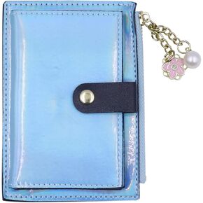 MINGSEECESS Women Bifold Leather Small Wallet Shiny Holographic Zipper Card Holder Coin Change Wallet Clutch Purse with 2 Straps
