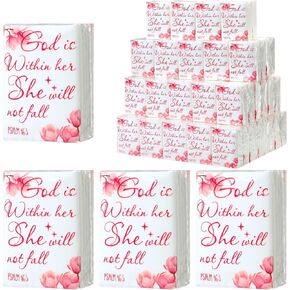 Yinder 100 Christian Pocket Tissues Scripture Travel Tissue Packs Bulk God Is Within Her Bible Church Tissue 3 Ply Paper Religious Individual Facial Tissues for Women Agape Gift Breast Cancer Item