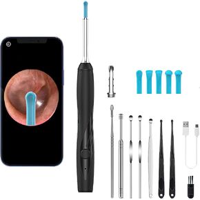Ear Wax Removal Endoscope Otoscope, Earwax Remover Tools, Scope, with 1080P FHD Camera, 6 Led Lights, Wireless Connected, Compatible with iPhone, iPad, Android Smart Phones Black