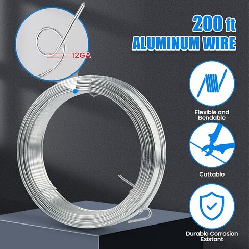 Steel Cable with Tensioner Tool, 10pcs Heavy Duty Wire Tightener & 2 * 100 Ft 12Ga Galvanized Wire Rope, Fuuner Steel Wire Cable Rope Kit Perfect for Farm Fence, Garden Fence, Sun Shade Sail Hardware in Saudi Arabia