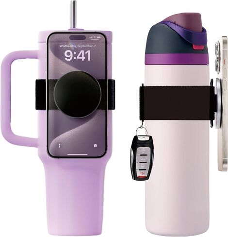 Water Bottle Accessories for Stanley Cup 30 oz 40 oz Tumbler with Handle Owala FreeSip water bottle 32oz 40 oz, Magnetic Phone Holder Strap for Magsafe Gym Exercise to Hold Keys and Cell Phone in Kuwait