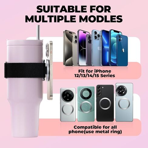 Water Bottle Accessories for Stanley Cup 30 oz 40 oz Tumbler with Handle Owala FreeSip water bottle 32oz 40 oz, Magnetic Phone Holder Strap for Magsafe Gym Exercise to Hold Keys and Cell Phone in Kuwait