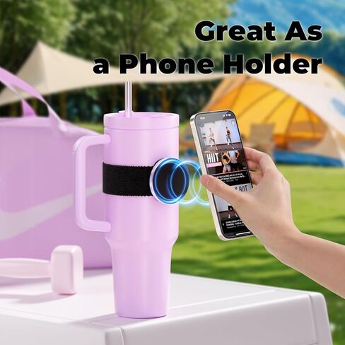 Water Bottle Accessories for Stanley Cup 30 oz 40 oz Tumbler with Handle Owala FreeSip water bottle 32oz 40 oz, Magnetic Phone Holder Strap for Magsafe Gym Exercise to Hold Keys and Cell Phone in Kuwait