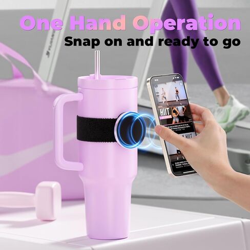 Water Bottle Accessories for Stanley Cup 30 oz 40 oz Tumbler with Handle Owala FreeSip water bottle 32oz 40 oz, Magnetic Phone Holder Strap for Magsafe Gym Exercise to Hold Keys and Cell Phone in Kuwait