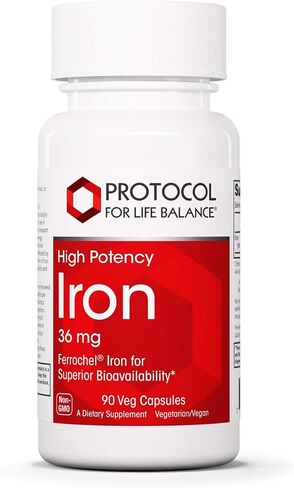 Protocol Iron 36mg - Bioavailable Ferrochel Iron - for Energy & Immune Support* - Iron Bisglycinate Supports Mitochondria* - Vegan, Halal & Kosher - 90 Veg Capsules in Saudi Arabia