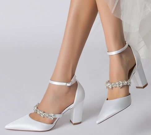 Hanfike Womens Shoes for Wedding Dress Ankle Strap Low Heel Bridal Formal Party Pumps JY034 in Kuwait
