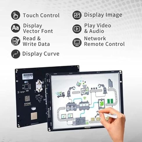 شاشة HMI 8.0 بوصة | شاشة TFT LCD تعمل باللمس | مع لوحة التحكم وبرنامج التحرير المجاني، وحدة المعالجة المركزية Cortex A8، مناسبة لـ Arduino، Raspberry Pi، تدعم الرسوم المتحركة الصوتية للفيديو in Kuwait