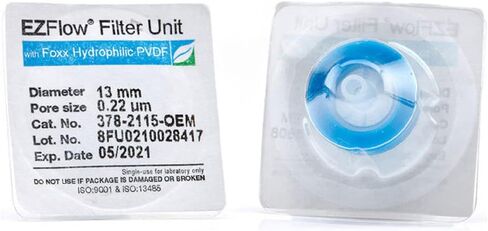 Foxx Life Sciences 378-2115-OEM فلتر حقنة PVDF EZFlow محب للماء، معقم، قطر 13 مم، حجم المسام 2 ميكرومتر (عبوة من 100) in Kuwait