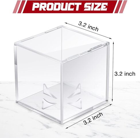 32 Pack Baseball Display Cases for Balls, Acrylic Baseball Holder Clear UV Protected Baseball Cube Autograph Baseball Storage Box for Official Size Baseball Standing, 3.15 x 3.15 x 3.15 Inches in Saudi Arabia