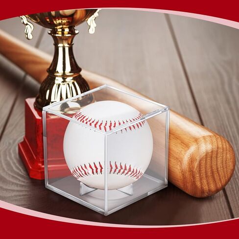 32 Pack Baseball Display Cases for Balls, Acrylic Baseball Holder Clear UV Protected Baseball Cube Autograph Baseball Storage Box for Official Size Baseball Standing, 3.15 x 3.15 x 3.15 Inches in Saudi Arabia