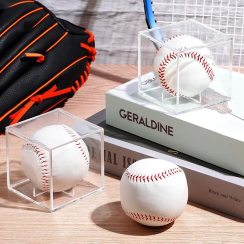 32 Pack Baseball Display Cases for Balls, Acrylic Baseball Holder Clear UV Protected Baseball Cube Autograph Baseball Storage Box for Official Size Baseball Standing, 3.15 x 3.15 x 3.15 Inches in Saudi Arabia