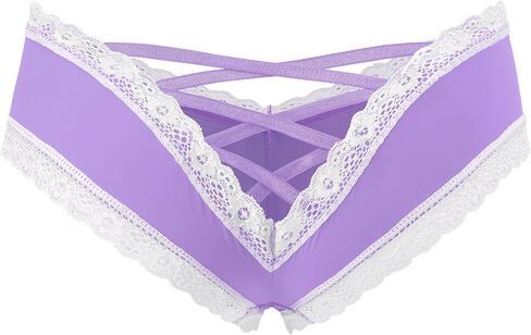 Littleforbig Lace Seamless Hipster Sexy V-Back Strappy Criss Cross Sissy Tease Panty Underwear Low Rise in Saudi Arabia