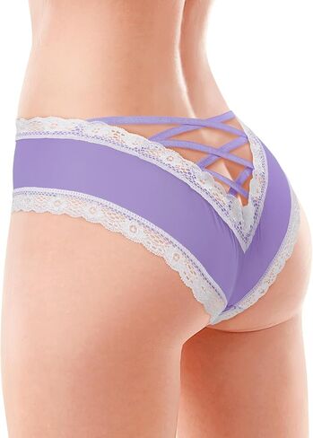 Littleforbig Lace Seamless Hipster Sexy V-Back Strappy Criss Cross Sissy Tease Panty Underwear Low Rise in Saudi Arabia