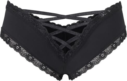 Littleforbig Lace Seamless Hipster Sexy V-Back Strappy Criss Cross Sissy Tease Panty Underwear Low Rise in Saudi Arabia