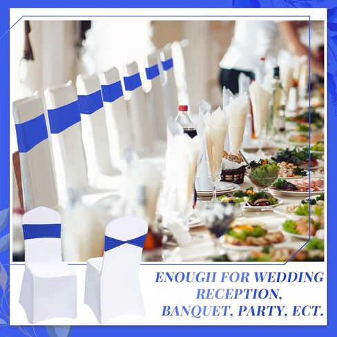 50 Sets Wedding Chair Covers with Chair Sashes Spandex Stretch Chair Slipcovers Elastic Chair Cover Bands Ties Without Buckle Bows for Wedding Party Banquet Dining Chair Decor(Royal Blue) in Saudi Arabia