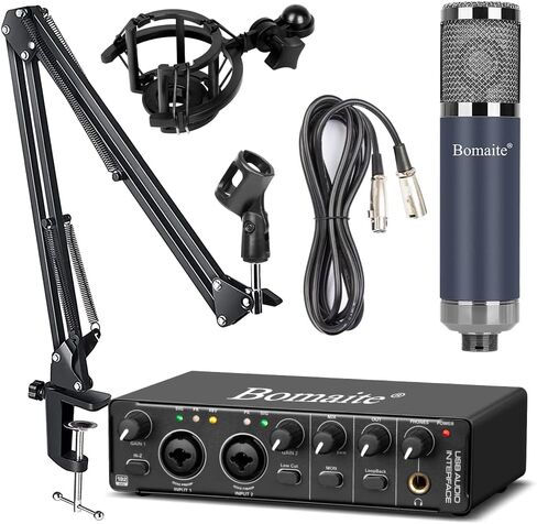 Audio interface (24 -bit/192 kHz) with condenser microphone podcast equipment,Recording Studio Package, Audio Interface for Laptop Computer Vlog Living Broadcast Live Streaming YouTube TikTok in Saudi Arabia