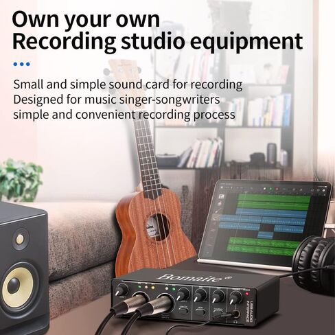 Audio interface (24 -bit/192 kHz) with condenser microphone podcast equipment,Recording Studio Package, Audio Interface for Laptop Computer Vlog Living Broadcast Live Streaming YouTube TikTok in Saudi Arabia