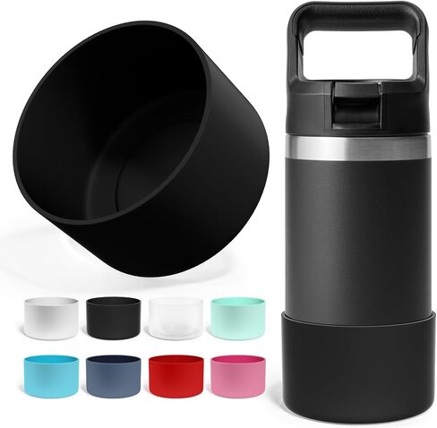 Silicone Boot for Yeti Rambler Jr 12oz and 18oz Bottle | 2mm Sleeve | Anti-Slip Boot | Protector for the Bottom of your Bottle | Protects Against Damage | BPA Free Silicone (Black) in Saudi Arabia