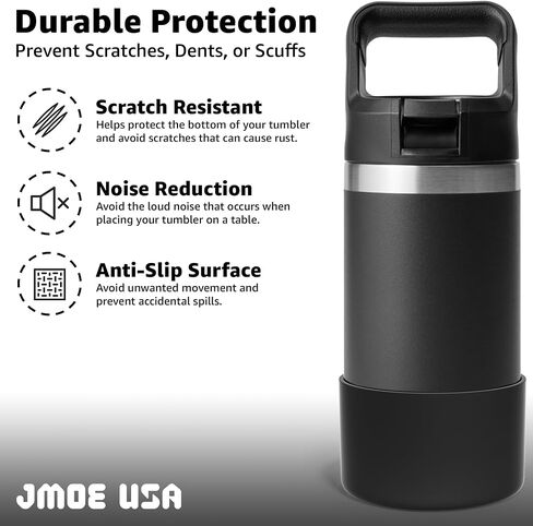 Silicone Boot for Yeti Rambler Jr 12oz and 18oz Bottle | 2mm Sleeve | Anti-Slip Boot | Protector for the Bottom of your Bottle | Protects Against Damage | BPA Free Silicone (Black) in Saudi Arabia