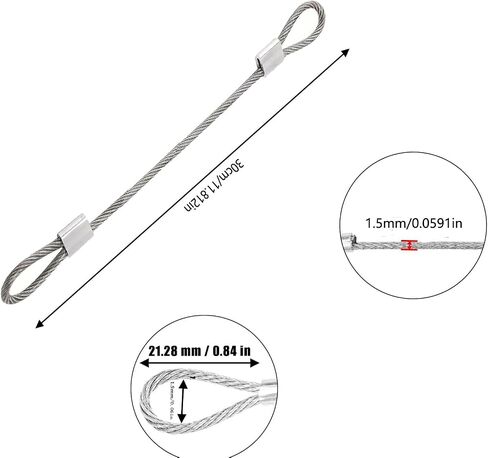 LLJJLXZCD12 inches X1.5mm 10 Pieces, Double Ring Wire Rope, Travel Home, DIY, Stage Lighting Rope in Saudi Arabia
