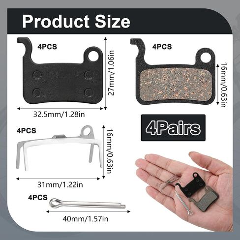 Bike Brake Pads Resin, 4 Pairs Bicycle Brake Pads Bicycle Disc Brake Pads Bicycle Brake Pads Replacement Saint Disc Brake Compatible with Shimano M975 M966 M965 M800 M776 M775 765 M665 M601 and More in Saudi Arabia