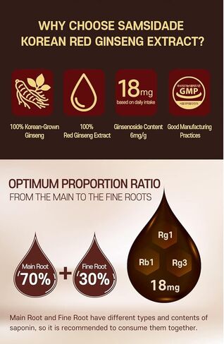 SAMSIDAE مستخلص الجينسينج الأحمر الكوري 240 جرام، تركيز نقي 100% من الجينسينج الأحمر. نمت في كوريا. دعم المناعة، واستعادة التعب، والقدرة على التحمل للرجال والنساء. in Kuwait