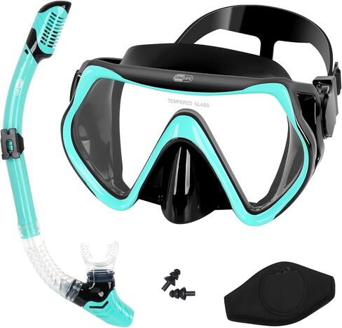 Adult Snorkeling Set, Gimilife 4 in 1 Diving Mask and Dry Top Snorkeling Gear for Audults Snorkeling Scuba Diving Swimming Travel in Saudi Arabia
