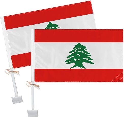 2 PCS Lebanon Car Flag,Lebanese National Decor,Two Layer Digital Printed 150D Banner For Car Vechile Truck in Saudi Arabia
