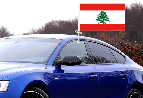 2 PCS Lebanon Car Flag,Lebanese National Decor,Two Layer Digital Printed 150D Banner For Car Vechile Truck in Saudi Arabia