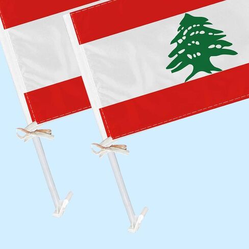 2 PCS Lebanon Car Flag,Lebanese National Decor,Two Layer Digital Printed 150D Banner For Car Vechile Truck in Saudi Arabia