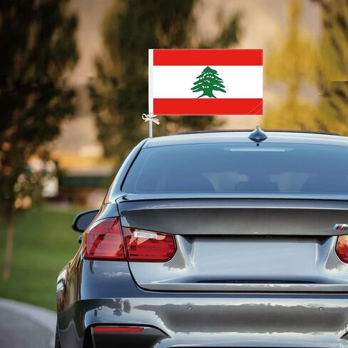 2 PCS Lebanon Car Flag,Lebanese National Decor,Two Layer Digital Printed 150D Banner For Car Vechile Truck in Saudi Arabia