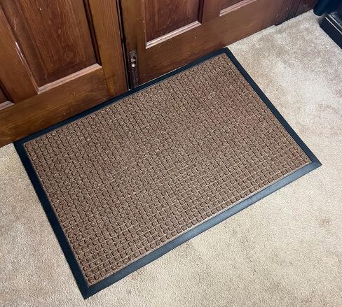 Durable Stop-N-Dry Indoor Rubber Backed Carpet Entrance Mat, 4' x 6', Charcoal in Saudi Arabia